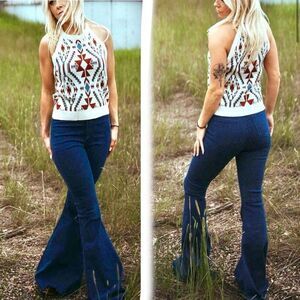 HomeFolk/L&B Dark Teal Flare Jeans Size 18 NWT